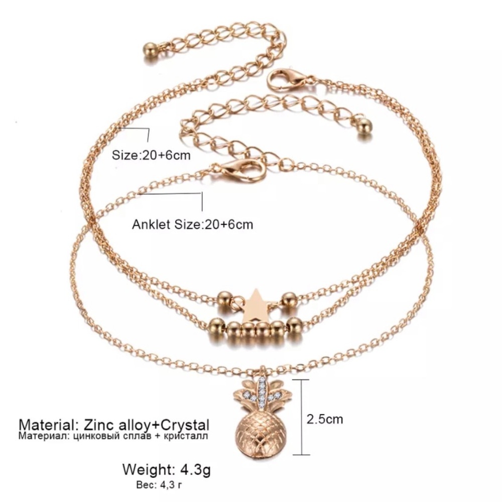 Pineapple Anklet Bracelets set - Picture 5 of 5